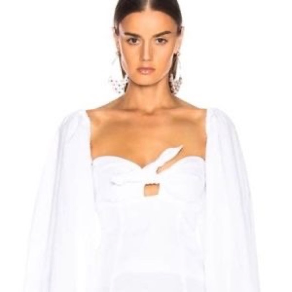 The Attico Off-shoulder Balloon Sleeve Blouse White - Picture 2 of 13